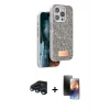 MARSİLYAN™- iPhone 15 Pro Max Kılıf Vadi Klasik Serisi - Siyah 3D Antistatik Mat Seramik Nano Ekran Koruyucu + Raze Metal Kamera Lens - LT