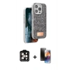 MARSİLYAN™- iPhone 15 Pro Max Kılıf Vadi Klasik Serisi - Siyah 3D Antistatik Mat Seramik Nano Ekran Koruyucu + PVD Metal Kamera Lens - TU