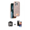 MARSİLYAN™- iPhone 15 Pro Max Kılıf Vadi Klasik Serisi - Siyah 3D Antistatik Mat Seramik Nano Ekran Koruyucu + PVD Metal Kamera Lens - TU