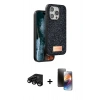 MARSİLYAN™- iPhone 15 Pro Max Kılıf Vadi Klasik Serisi - Siyah 3D Antistatik Mat Seramik Nano Ekran Koruyucu + Raze Metal Kamera Lens - SH