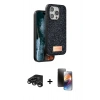 MARSİLYAN™- iPhone 15 Pro Max Kılıf Vadi Klasik Serisi - Siyah 3D Antistatik Mat Seramik Nano Ekran Koruyucu + Raze Metal Kamera Lens - TMGI
