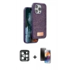 MARSİLYAN™- iPhone 15 Pro Max Kılıf Vadi Klasik Serisi - Siyah 3D Antistatik Mat Seramik Nano Ekran Koruyucu + PVD Metal Kamera Lens - LT