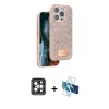 MARSİLYAN™- iPhone 15 Pro Max Kılıf Vadi Klasik Serisi - Siyah 3D Antistatik Seramik Nano Ekran Koruyucu + PVD Metal Kamera Lens - GI