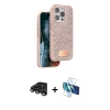 MARSİLYAN™- iPhone 15 Pro Max Kılıf Vadi Klasik Serisi - Siyah 3D Antistatik Seramik Nano Ekran Koruyucu + Raze Metal Kamera Lens - TMGI