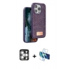 MARSİLYAN™- iPhone 15 Pro Max Kılıf Vadi Klasik Serisi - Siyah 3D Antistatik Seramik Nano Ekran Koruyucu + PVD Metal Kamera Lens - GS