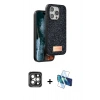 MARSİLYAN™- iPhone 15 Pro Max Kılıf Vadi Klasik Serisi - Siyah 3D Antistatik Seramik Nano Ekran Koruyucu + PVD Metal Kamera Lens - GI