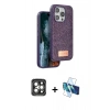 MARSİLYAN™- iPhone 15 Pro Max Kılıf Vadi Klasik Serisi - Siyah 3D Antistatik Seramik Nano Ekran Koruyucu + PVD Metal Kamera Lens - GI