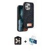 MARSİLYAN™- iPhone 15 Pro Max Kılıf Vadi Klasik Serisi - Siyah 3D Antistatik Seramik Nano Ekran Koruyucu + PVD Metal Kamera Lens - TU