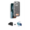 MARSİLYAN™- iPhone 15 Pro Max Kılıf Vadi Klasik Serisi - Siyah 3D Antistatik Seramik Nano Ekran Koruyucu + Raze Metal Kamera Lens - SH