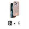 MARSİLYAN™- iPhone 15 Pro Max Kılıf Vadi Klasik Serisi - Siyah Bilvis 0.18mm Plus Cam Ekran Koruyucu + PVD Metal Kamera Lens - LT