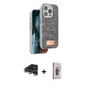 MARSİLYAN™- iPhone 15 Pro Max Kılıf Vadi Klasik Serisi - Siyah Bilvis 3D Cam Ekran Koruyucu + Raze Metal Kamera Lens - GS