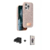 MARSİLYAN™- iPhone 15 Pro Max Kılıf Vadi Klasik Serisi - Siyah Bilvis 3D Cam Ekran Koruyucu + Raze Metal Kamera Lens - TMGI