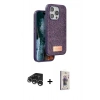 MARSİLYAN™- iPhone 15 Pro Max Kılıf Vadi Klasik Serisi - Siyah Bilvis 3D Cam Ekran Koruyucu + Raze Metal Kamera Lens - GS