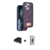 MARSİLYAN™- iPhone 15 Pro Max Kılıf Vadi Klasik Serisi - Siyah Bilvis 3D Cam Ekran Koruyucu + Raze Metal Kamera Lens - TMGI