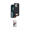 MARSİLYAN™- iPhone 15 Pro Max Kılıf Vadi Klasik Serisi - Siyah Bilvis 3D Mat Cam Ekran Koruyucu