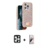 MARSİLYAN™- iPhone 15 Pro Max Kılıf Vadi Klasik Serisi - Siyah Bilvis 3D Mat Cam Ekran Koruyucu + PVD Metal Kamera Lens - LT
