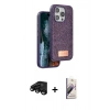 MARSİLYAN™- iPhone 15 Pro Max Kılıf Vadi Klasik Serisi - Siyah Bilvis 3D Mat Cam Ekran Koruyucu + Raze Metal Kamera Lens - SH