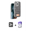 MARSİLYAN™- iPhone 15 Pro Max Kılıf Vadi Klasik Serisi - Siyah Bilvis 5in1 3D Magic Cam Ekran Koruyucu + PVD Metal Kamera Lens - GI