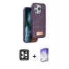 MARSİLYAN™- iPhone 15 Pro Max Kılıf Vadi Klasik Serisi - Siyah Bilvis 5in1 3D Magic Cam Ekran Koruyucu + PVD Metal Kamera Lens - SH
