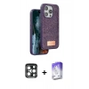 MARSİLYAN™- iPhone 15 Pro Max Kılıf Vadi Klasik Serisi - Siyah Bilvis 5in1 3D Magic Cam Ekran Koruyucu + PVD Metal Kamera Lens - LT