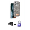 MARSİLYAN™- iPhone 15 Pro Max Kılıf Vadi Klasik Serisi - Siyah Bilvis 5in1 5D Magic Hayalet Cam Ekran Koruyucu + Raze Metal Kamera Lens - GS