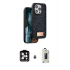 MARSİLYAN™- iPhone 15 Pro Max Kılıf Vadi Klasik Serisi - Siyah Bilvis Hayalet Cam Ekran Koruyucu + PVD Metal Kamera Lens - TU