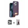MARSİLYAN™- iPhone 15 Pro Max Kılıf Vadi Klasik Serisi - Siyah Bilvis Hayalet Cam Ekran Koruyucu + PVD Metal Kamera Lens - LT