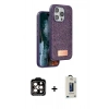 MARSİLYAN™- iPhone 15 Pro Max Kılıf Vadi Klasik Serisi - Siyah Bilvis Hayalet Cam Ekran Koruyucu + PVD Metal Kamera Lens - TU