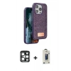 MARSİLYAN™- iPhone 15 Pro Max Kılıf Vadi Klasik Serisi - Siyah Bilvis Hayalet Cam Ekran Koruyucu + PVD Metal Kamera Lens - LT
