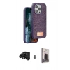 MARSİLYAN™- iPhone 15 Pro Max Kılıf Vadi Klasik Serisi - Siyah Bilvis Hayalet Cam Ekran Koruyucu + Raze Metal Kamera Lens - SH