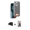 MARSİLYAN™- iPhone 15 Pro Max Kılıf Vadi Klasik Serisi - Siyah Bilvis Hayalet Cam Ekran Koruyucu + Raze Metal Kamera Lens - SH