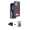 MARSİLYAN™- iPhone 15 Pro Max Kılıf Vadi Klasik Serisi - Siyah Bilvis Hayalet Cam Ekran Koruyucu + Raze Metal Kamera Lens - TMGI