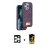 MARSİLYAN™- iPhone 15 Pro Max Kılıf Vadi Klasik Serisi - Siyah Buffer Cam Ekran Koruyucu + PVD Metal Kamera Lens - GS