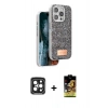 MARSİLYAN™- iPhone 15 Pro Max Kılıf Vadi Klasik Serisi - Siyah Buffer Cam Ekran Koruyucu + PVD Metal Kamera Lens - SH