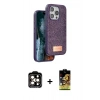MARSİLYAN™- iPhone 15 Pro Max Kılıf Vadi Klasik Serisi - Siyah Buffer Cam Ekran Koruyucu + PVD Metal Kamera Lens - TU