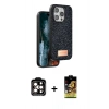 MARSİLYAN™- iPhone 15 Pro Max Kılıf Vadi Klasik Serisi - Siyah Buffer Cam Ekran Koruyucu + PVD Metal Kamera Lens - TU