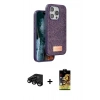 MARSİLYAN™- iPhone 15 Pro Max Kılıf Vadi Klasik Serisi - Siyah Buffer Cam Ekran Koruyucu + Raze Metal Kamera Lens - SH