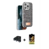 MARSİLYAN™- iPhone 15 Pro Max Kılıf Vadi Klasik Serisi - Siyah Buffer Cam Ekran Koruyucu + Raze Metal Kamera Lens - LT