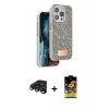 MARSİLYAN™- iPhone 15 Pro Max Kılıf Vadi Klasik Serisi - Siyah Buffer Cam Ekran Koruyucu + Raze Metal Kamera Lens - LT