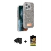 MARSİLYAN™- iPhone 15 Pro Max Kılıf Vadi Klasik Serisi - Siyah Buffer Cam Ekran Koruyucu + Raze Metal Kamera Lens - SH