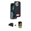 MARSİLYAN™- iPhone 15 Pro Max Kılıf Vadi Klasik Serisi - Siyah Buffer Cam Ekran Koruyucu + Raze Metal Kamera Lens - SH