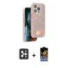MARSİLYAN™- iPhone 15 Pro Max Kılıf Vadi Klasik Serisi - Siyah Buffer Hayalet Cam Ekran Koruyucu + PVD Metal Kamera Lens - SH