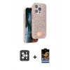 MARSİLYAN™- iPhone 15 Pro Max Kılıf Vadi Klasik Serisi - Siyah Buffer Hayalet Cam Ekran Koruyucu + PVD Metal Kamera Lens - GI