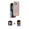 MARSİLYAN™- iPhone 15 Pro Max Kılıf Vadi Klasik Serisi - Siyah Buffer Hayalet Cam Ekran Koruyucu + PVD Metal Kamera Lens - TU