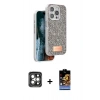 MARSİLYAN™- iPhone 15 Pro Max Kılıf Vadi Klasik Serisi - Siyah Buffer Hayalet Cam Ekran Koruyucu + PVD Metal Kamera Lens - GI