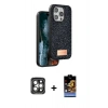 MARSİLYAN™- iPhone 15 Pro Max Kılıf Vadi Klasik Serisi - Siyah Buffer Hayalet Cam Ekran Koruyucu + PVD Metal Kamera Lens - GI
