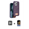 MARSİLYAN™- iPhone 15 Pro Max Kılıf Vadi Klasik Serisi - Siyah Buffer Hayalet Cam Ekran Koruyucu + PVD Metal Kamera Lens - GI