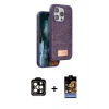 MARSİLYAN™- iPhone 15 Pro Max Kılıf Vadi Klasik Serisi - Siyah Buffer Hayalet Cam Ekran Koruyucu + PVD Metal Kamera Lens - TU