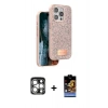MARSİLYAN™- iPhone 15 Pro Max Kılıf Vadi Klasik Serisi - Siyah Buffer Hayalet Cam Ekran Koruyucu + PVD Metal Kamera Lens - GS