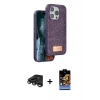 MARSİLYAN™- iPhone 15 Pro Max Kılıf Vadi Klasik Serisi - Siyah Buffer Hayalet Cam Ekran Koruyucu + Raze Metal Kamera Lens - TMGI
